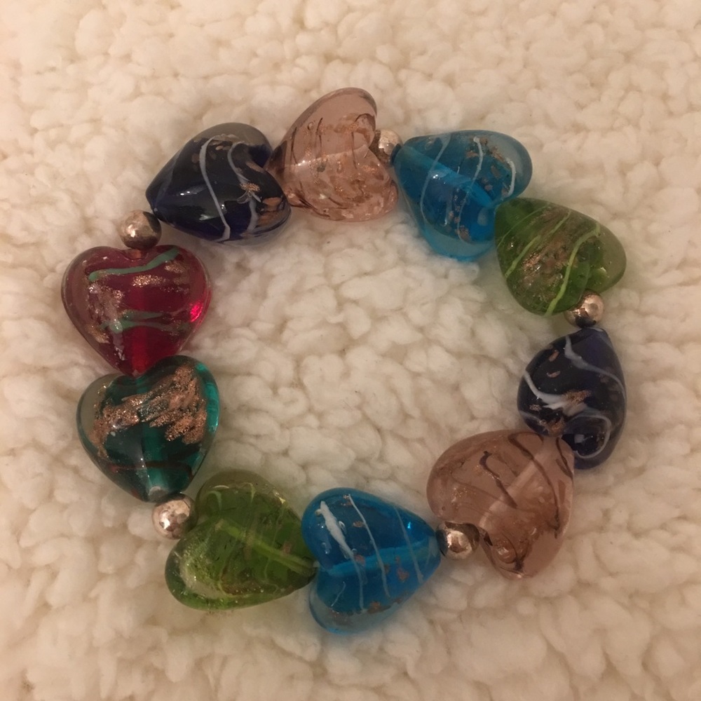 Mariano glass heart shape stretch bracelet